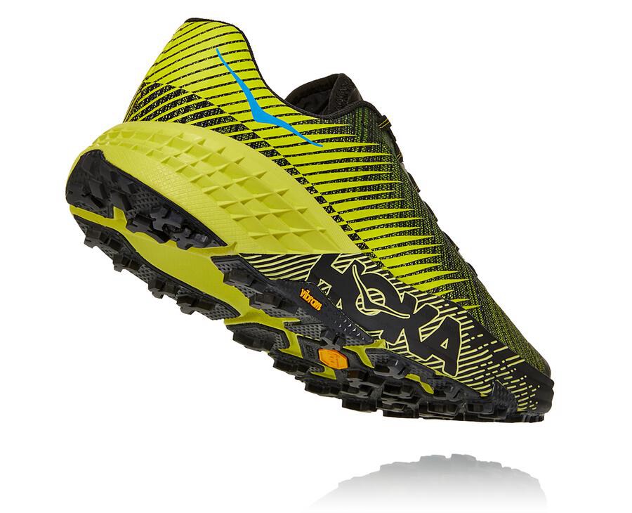 Trail Shoes Mens - Hoka One One Evo Speedgoat - Black/Green - EUAYGJW-80